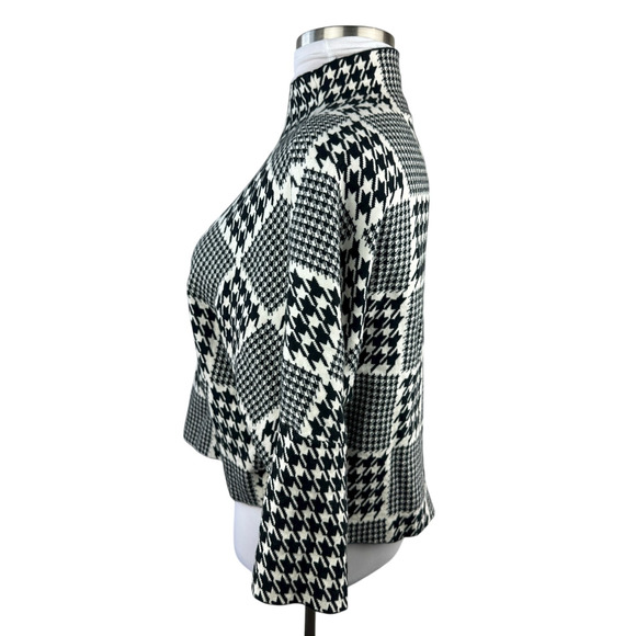 Joseph Ribkoff Houndstooth Herringbone Patchwork Knit Sweater Oversized Medium - Picture 8 of 10
